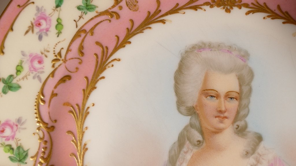 Mme De Montesson, Hand Painted Plate In The Taste Of Sèvres, Samson, 19th Century-photo-4