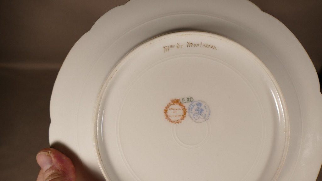 Mme De Montesson, Hand Painted Plate In The Taste Of Sèvres, Samson, 19th Century-photo-5