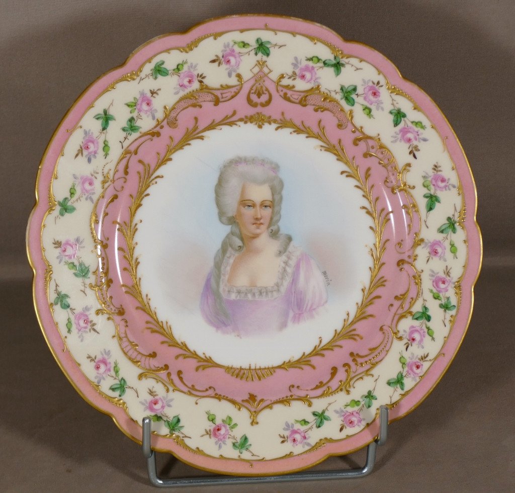 Mme De Montesson, Hand Painted Plate In The Taste Of Sèvres, Samson, 19th Century