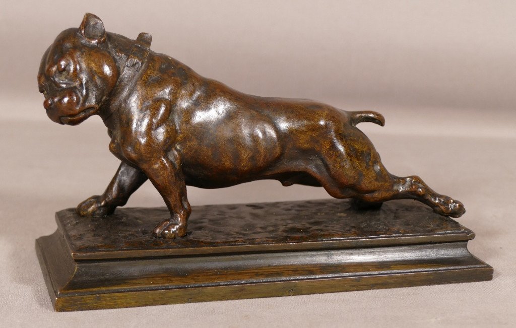 The Bulldog, Animal Bronze Late 19th Century By Joseph Victor Chemin