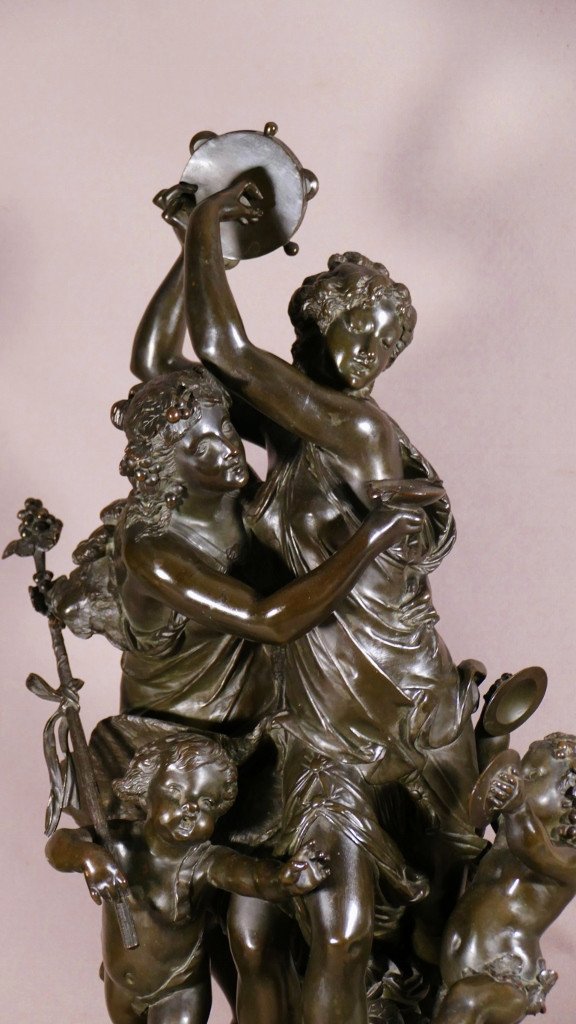 Important Groupe En Bronze, Bacchanale Musique Et Danse, Schoenewerk Et Delafontaine, XIX ème-photo-2