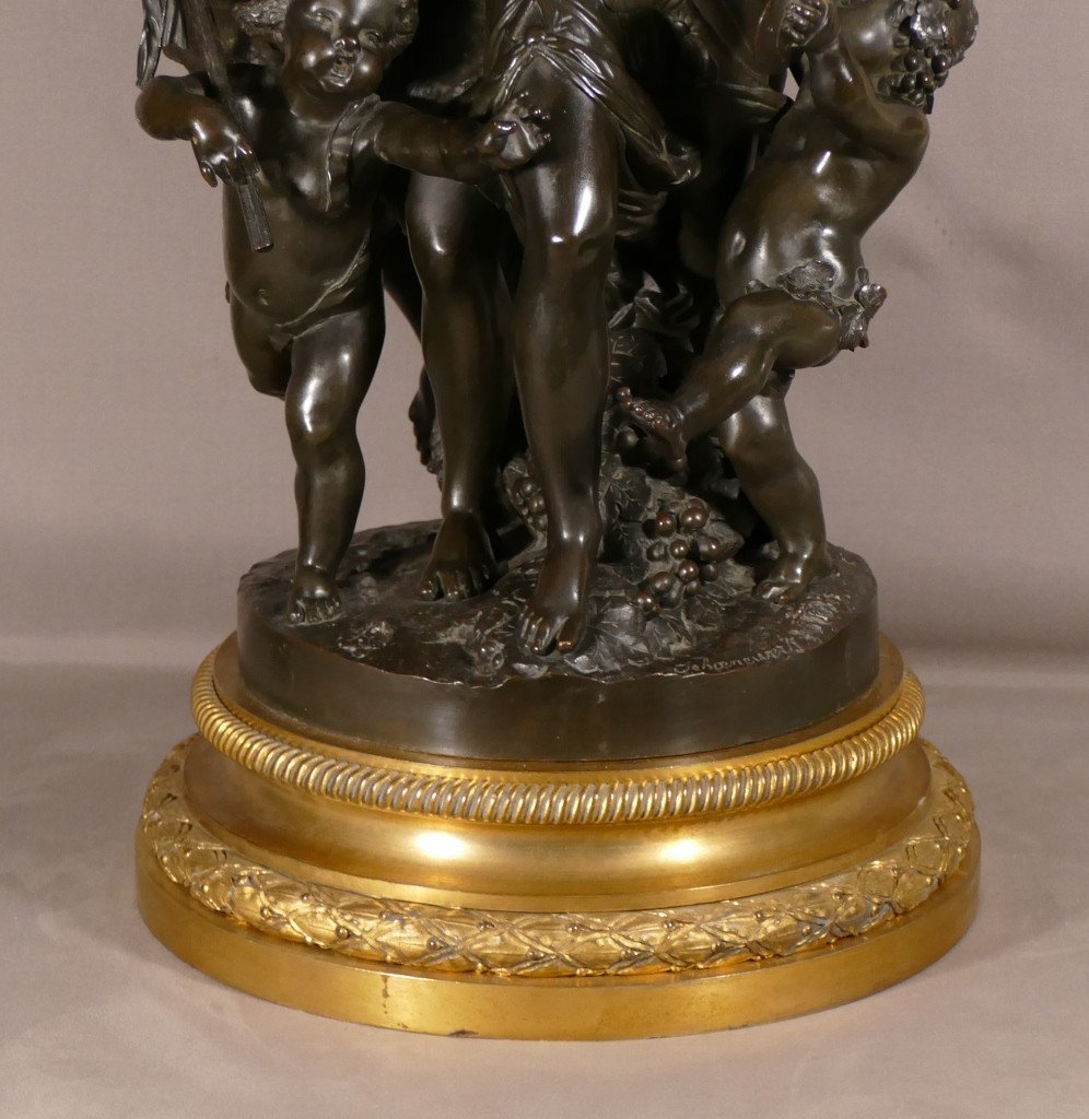 Important Groupe En Bronze, Bacchanale Musique Et Danse, Schoenewerk Et Delafontaine, XIX ème-photo-1