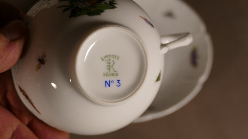 Raynaud Limoges, The Birds, Porcelain Coffee Service After Meissen 18th-photo-4