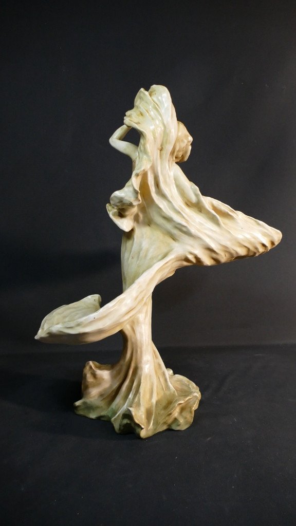 Loïe Fuller Et Amphora, Sculpture En Porcelaine Riessner, Stellmacher & Kessel, Art Nouveau-photo-2