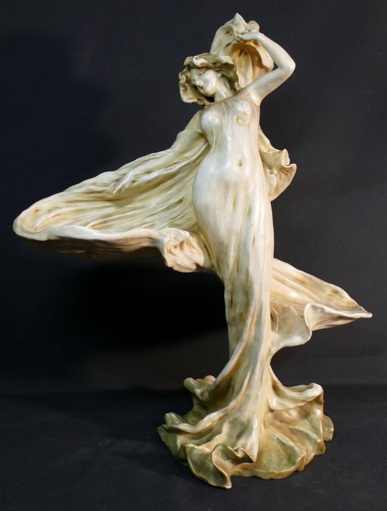 Loïe Fuller Et Amphora, Sculpture En Porcelaine Riessner, Stellmacher & Kessel, Art Nouveau