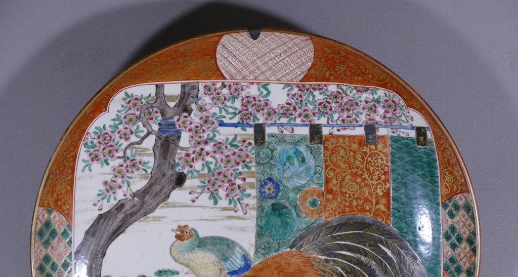 Japanese Dish With Chickens And Rooster, Kutani Style From The Ishikawa Region, Meiji Period, 19th Century-photo-3