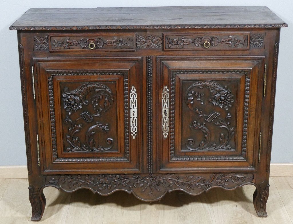 Norman Buffet Transition Louis XVI Oak Carved With Cornucopias 19th Century