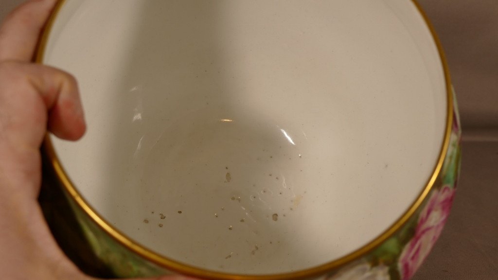 Les Roses, Cache Pot Peint à La Main Porcelaine De Limoges Fin XIX ème-photo-5