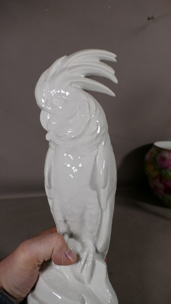  Edouard-Marcel Sandoz Et Haviland, Cacato&egrave;s, Sculpture En Porcelaine Blanche De Limoges-photo-1