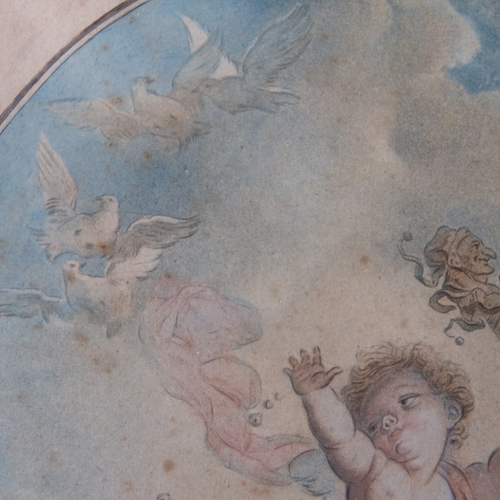 Engraving XVIII, La Folie By Janinet, Of Fragonard After, Angel, Cherub, Dated 1777-photo-3