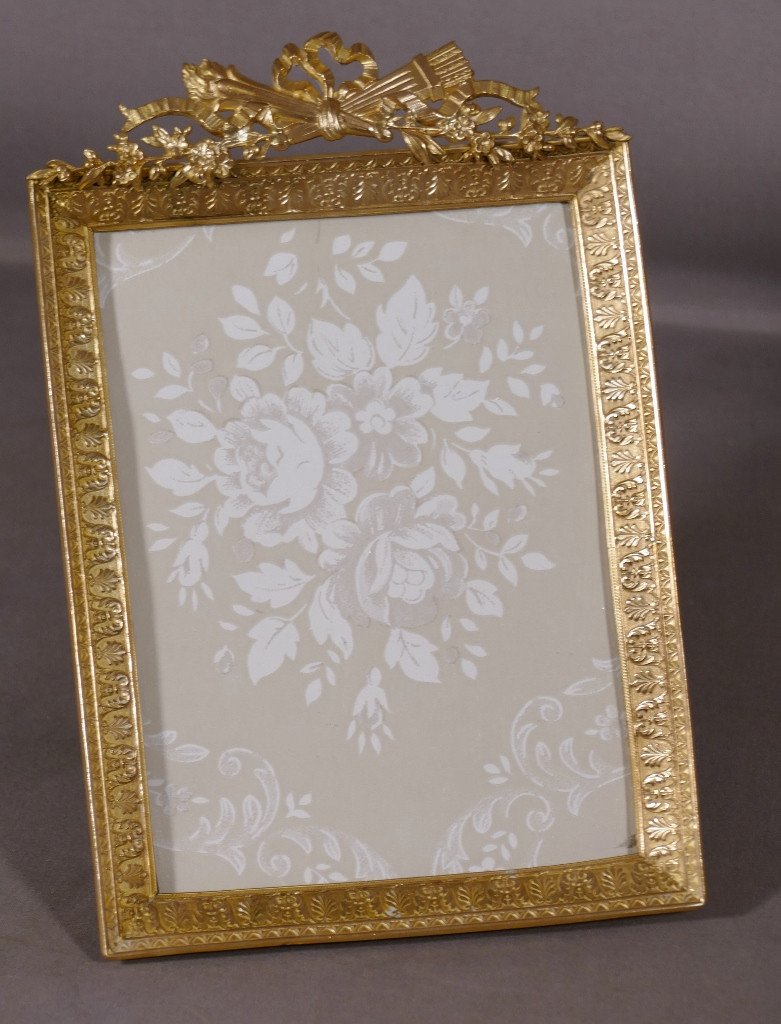 Louis XVI Style Photo Frame In Bronze And Gilded Brass, 1900 Period