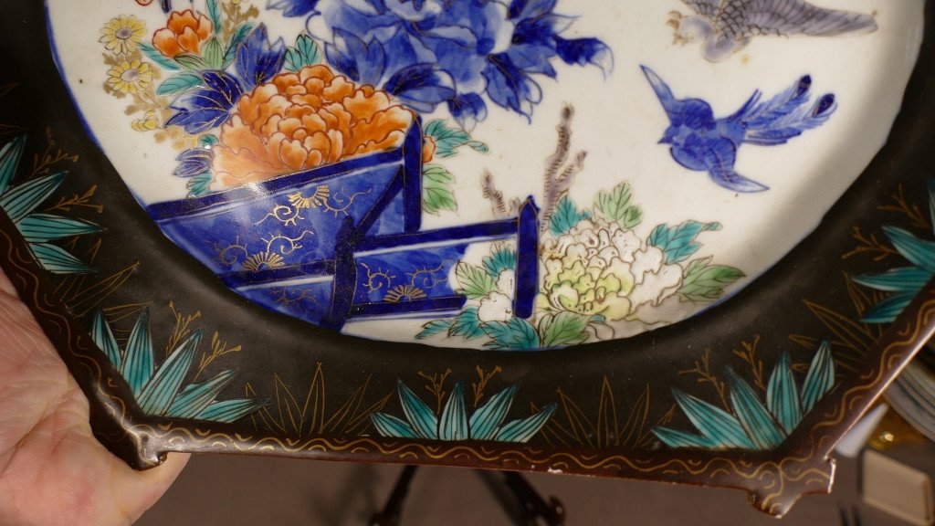 Japan, Fukagawa, Decorative Porcelain Dish, Bamboo, Birds, Peonies And Cherry Tree, 19th Century -photo-3
