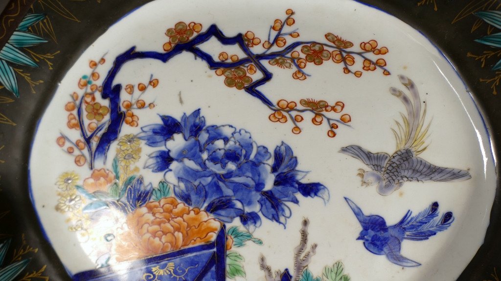 Japan, Fukagawa, Decorative Porcelain Dish, Bamboo, Birds, Peonies And Cherry Tree, 19th Century -photo-4