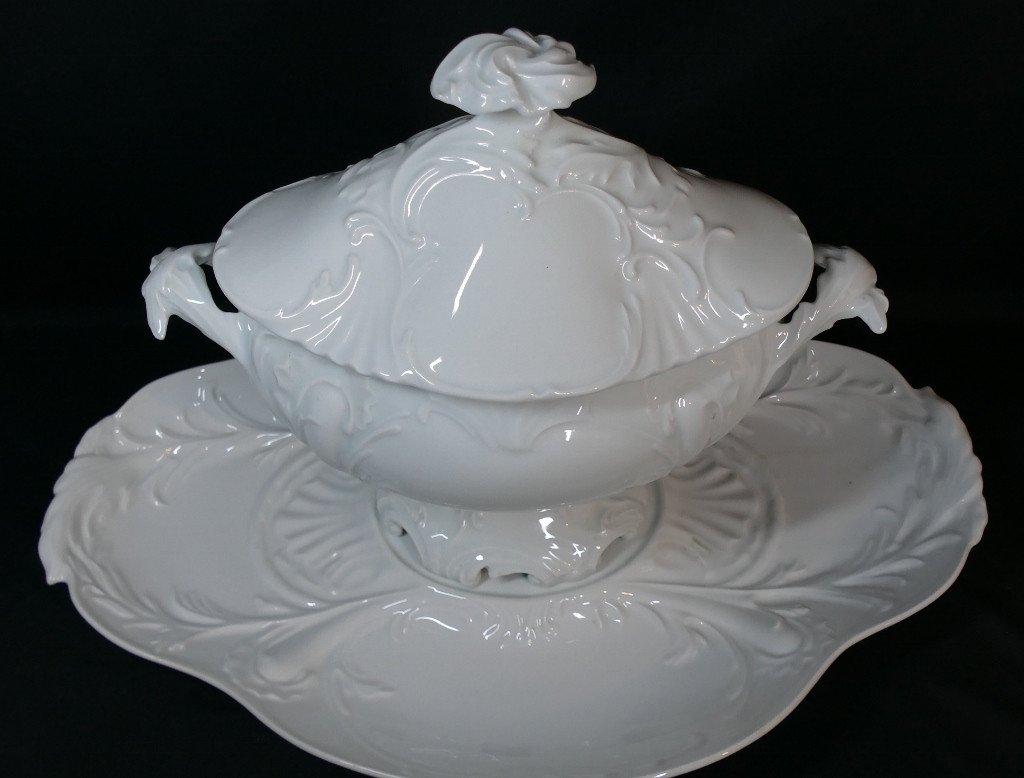 68 Cm, Majestic Centerpiece In White Limoges Porcelain, Manufacture Giraud-photo-2