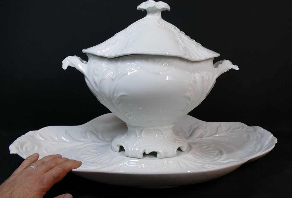 68 Cm, Majestic Centerpiece In White Limoges Porcelain, Manufacture Giraud-photo-3