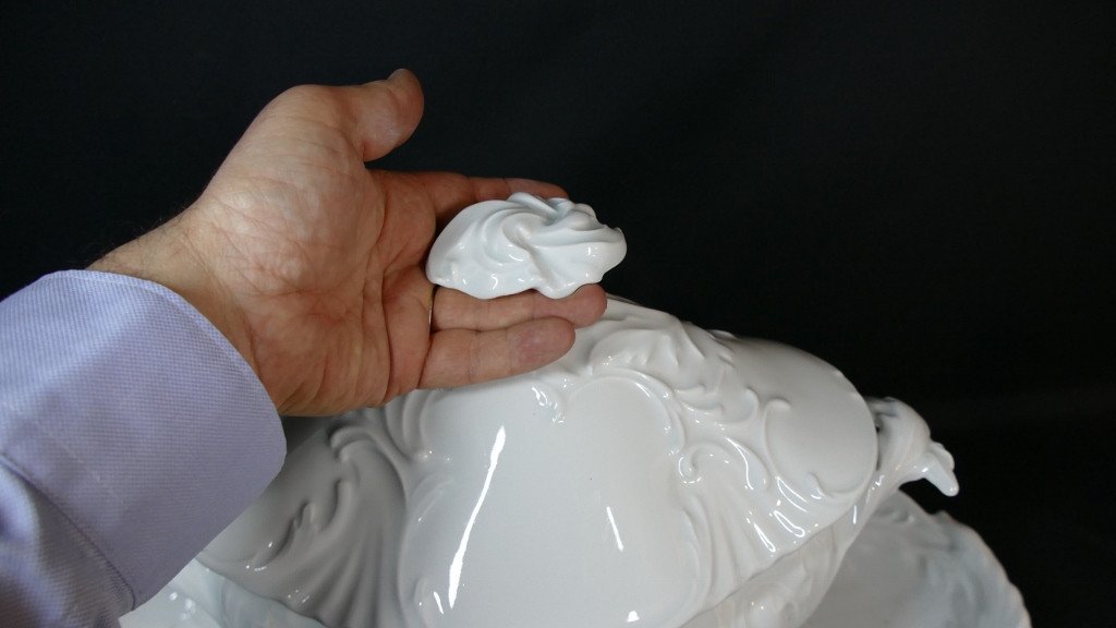 68 Cm, Majestic Centerpiece In White Limoges Porcelain, Manufacture Giraud-photo-1
