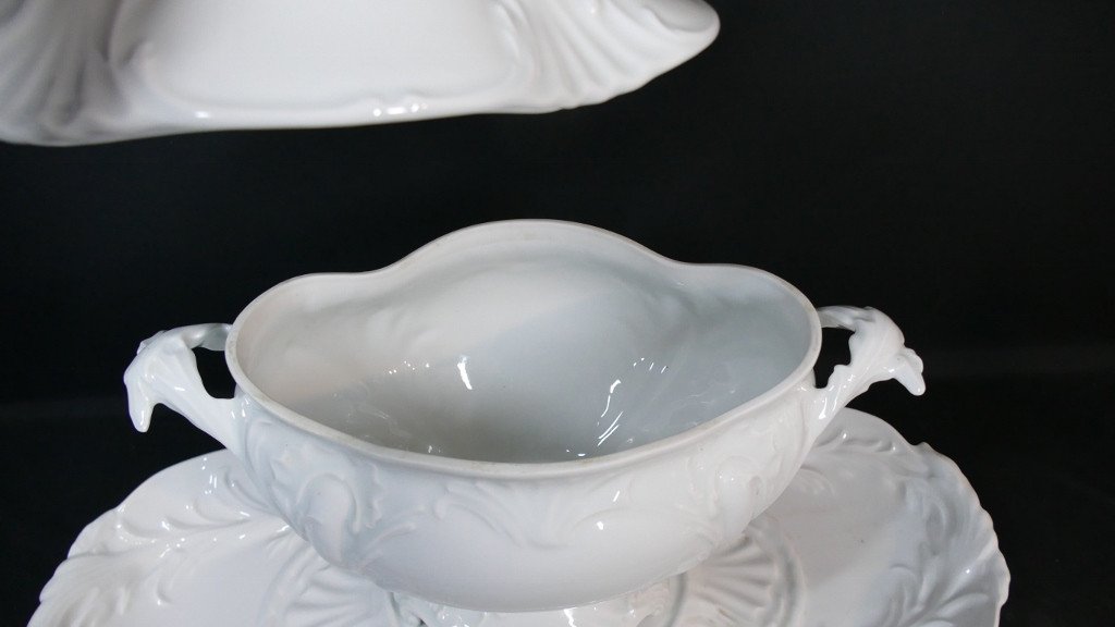 68 Cm, Majestic Centerpiece In White Limoges Porcelain, Manufacture Giraud-photo-2