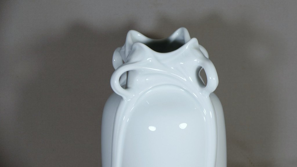 Large Art Nouveau Style Vase In White Limoges Porcelain, Haviland Manufacture-photo-2