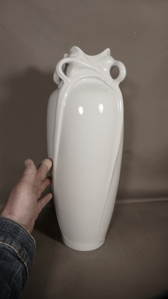 Large Art Nouveau Style Vase In White Limoges Porcelain, Haviland Manufacture-photo-4