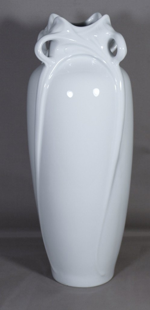 Large Art Nouveau Style Vase In White Limoges Porcelain, Haviland Manufacture