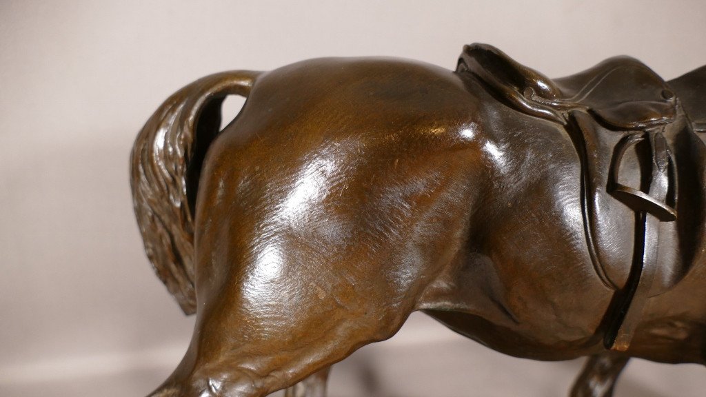 Pierre-jules Mêne (1810-1879) – Jument à L’écurie Jouant Avec Un Chien, Bronze Animalier XIX-photo-7