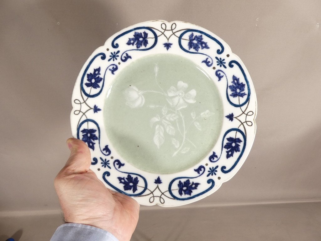 Auguste Riffaterre, Rare Decorative Plate In Paste On Paste Limoges Art Nouveau Porcelain-photo-4
