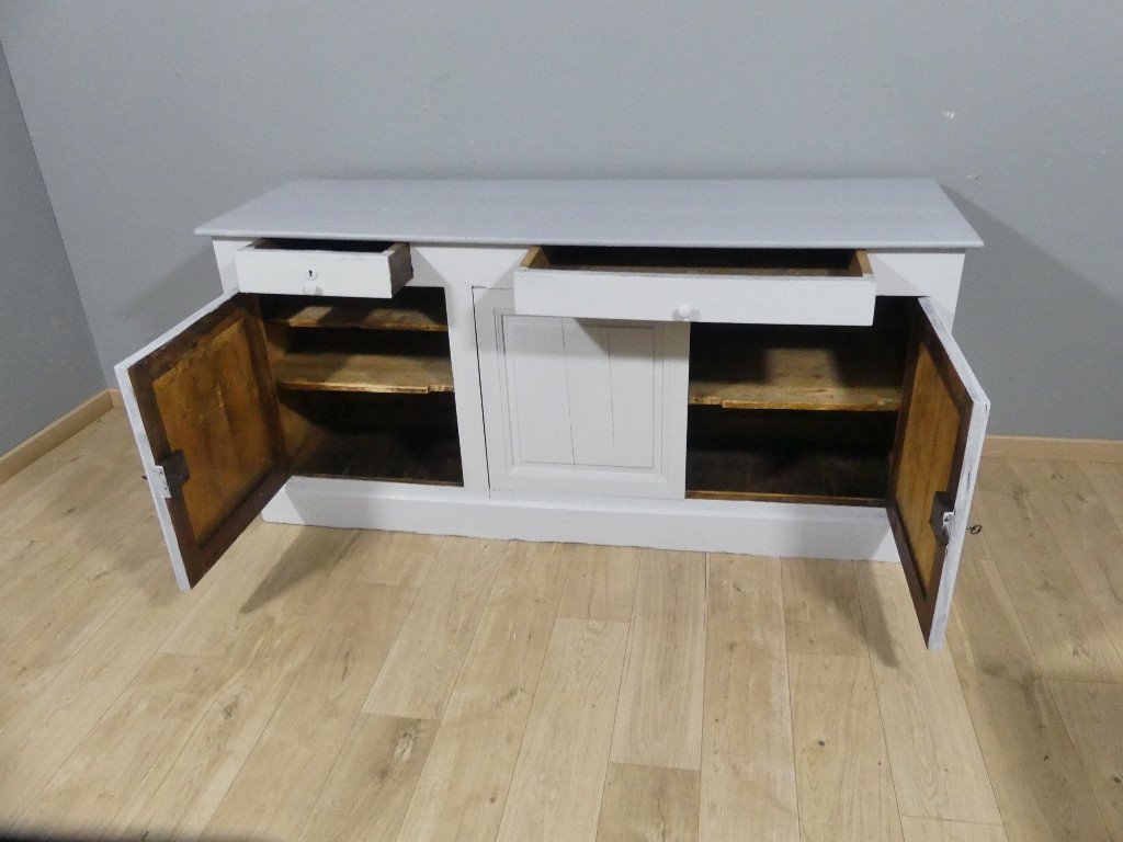Kitchen Sideboard In Chic Country Style Painted Wood, 19th Century-photo-3