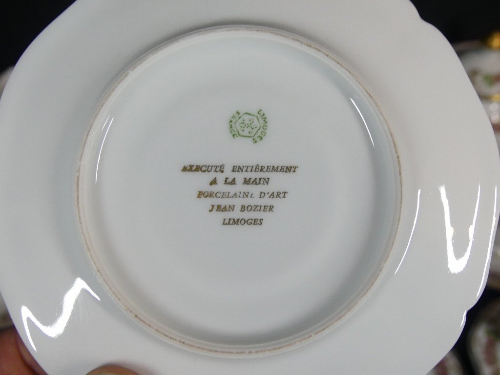Service à Café 12 Personnes Par Jean Bozier, Porcelaine De Limoges Décoré à La Main-photo-7