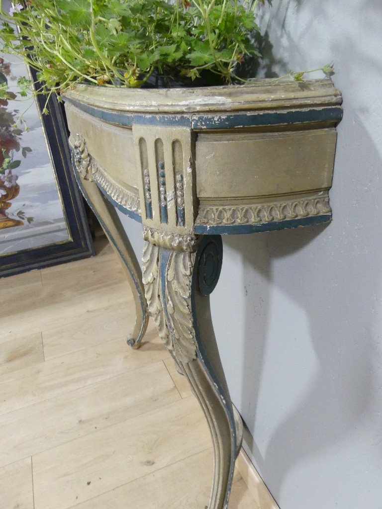 Console Jardinière Transition Louis XVI En Bois Sculpté Laqué, époque XIX ème Siècle-photo-8