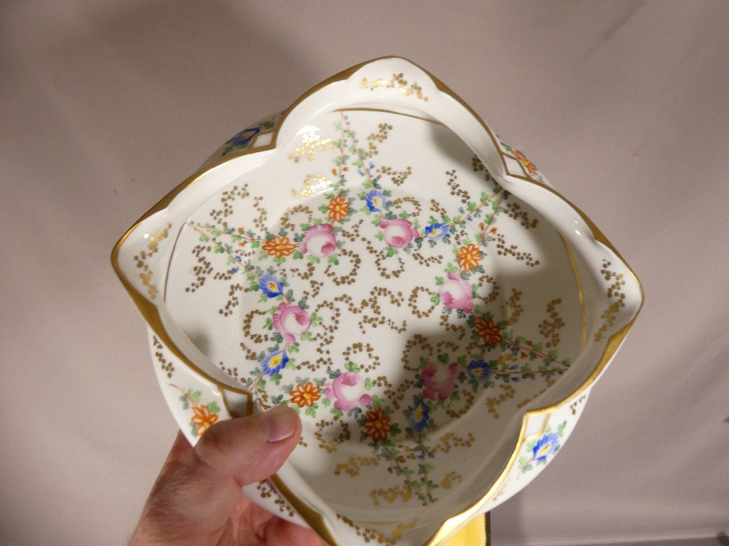 Cream Service, Bowl And Ladle In Flowered Porcelain, Early 20th Century-photo-4
