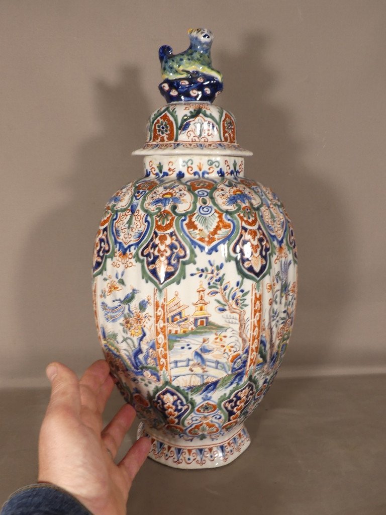 Delft XIX ème, Jarre, Vase Couvert Dans Le Goût De La Chine En Faïence-photo-2