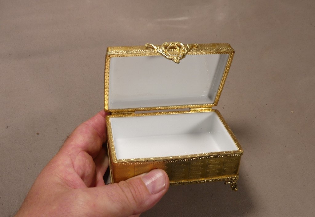 Fabergé Limoges,  Coffret à Bijoux En Porcelaine Incrustation d'Or, Vers 1980-photo-3
