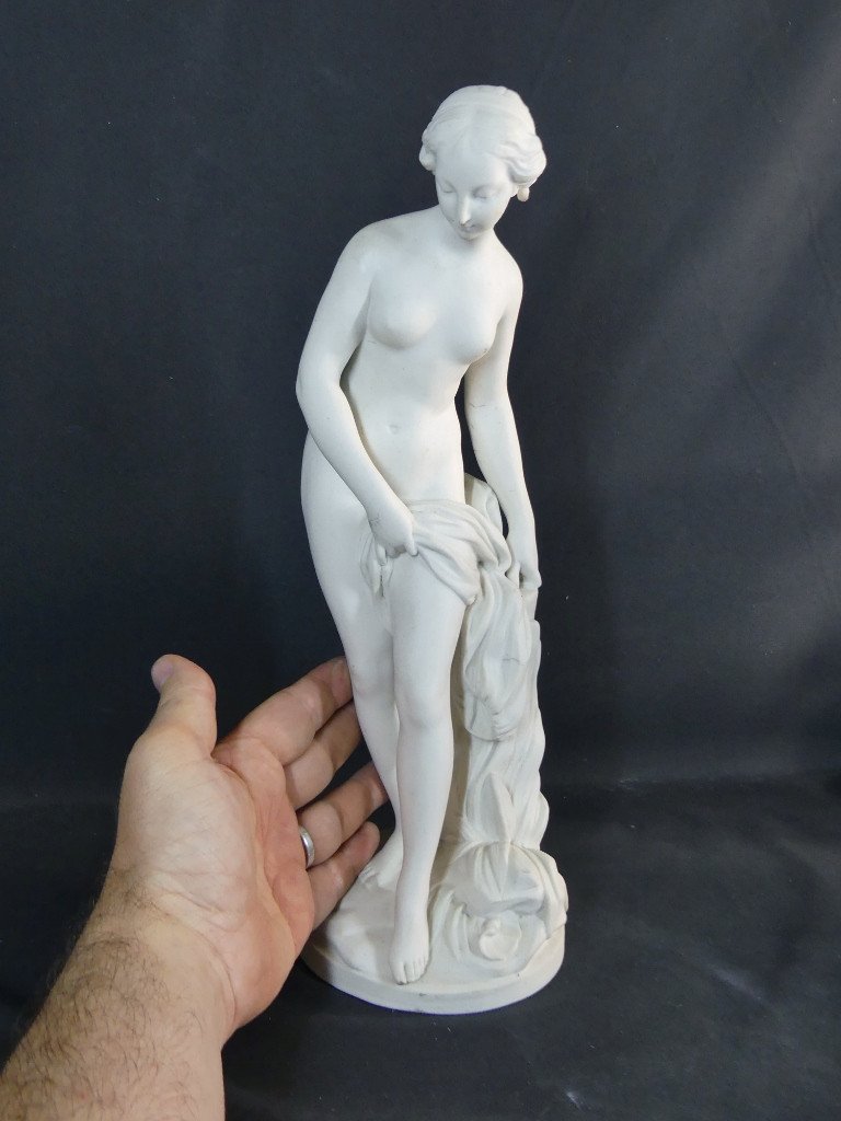 The Bather After Falconet, Porcelain Biscuit Sculpture, 19th Century-photo-2