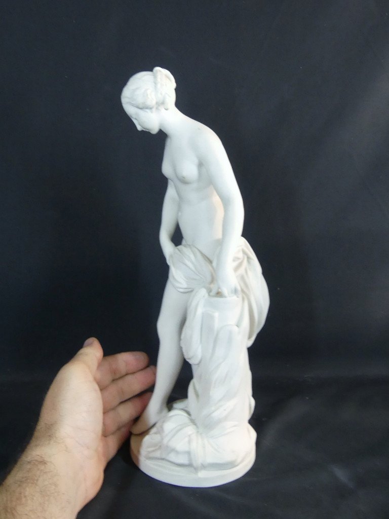 The Bather After Falconet, Porcelain Biscuit Sculpture, 19th Century-photo-3