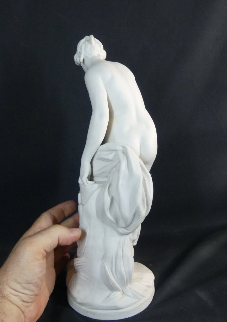 The Bather After Falconet, Porcelain Biscuit Sculpture, 19th Century-photo-4
