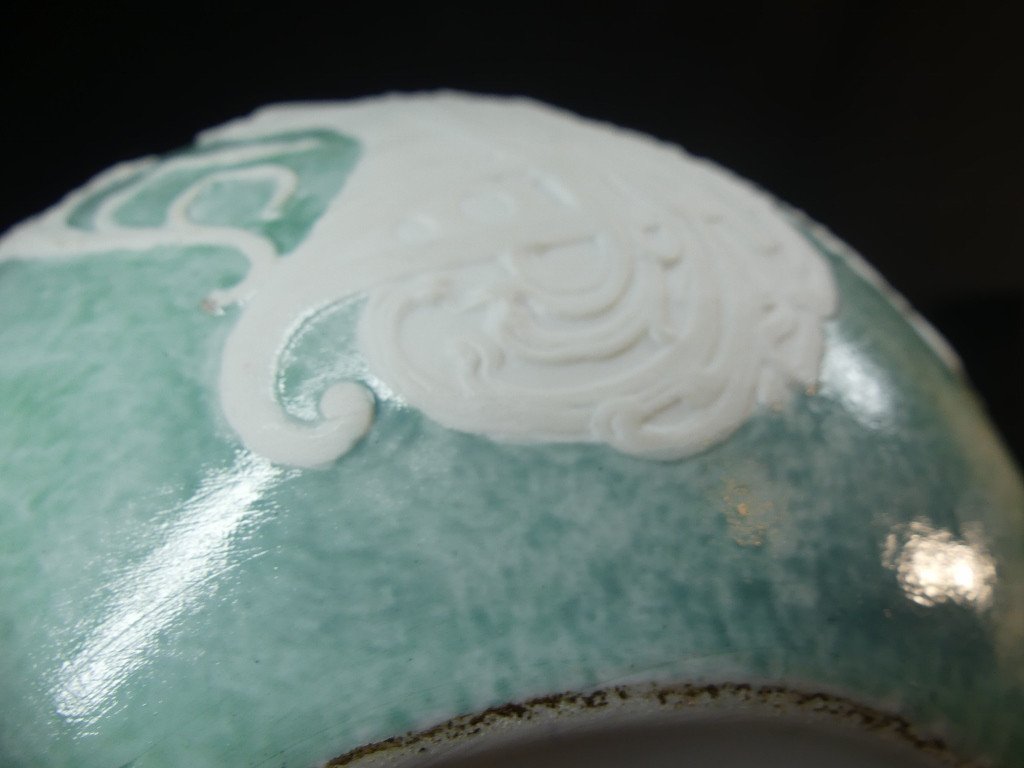 Art Nouveau, Rare Vase P&acirc;te Sur P&acirc;te Visage De Femme En Biscuit Sur Porcelaine, Limoges  1900-photo-7
