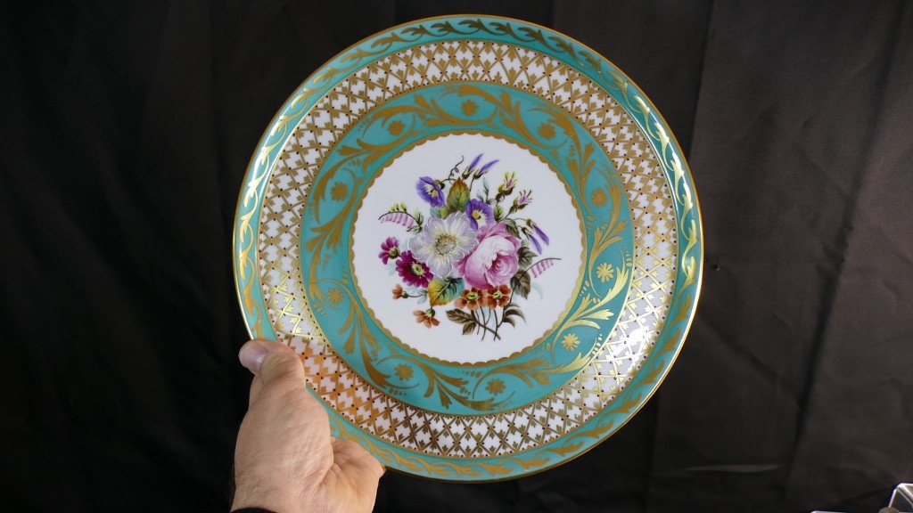 Plat En Porcelaine De Limoges, Peint à La Main Et Doré Par René Caire, Milieu XX ème-photo-2