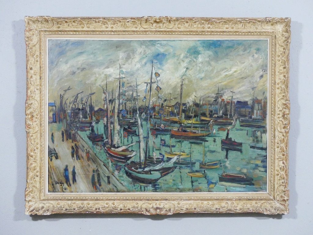 Louis Cazals, Grande Marine, Bateaux Au Port, Port Clos, Sud De La France? 1961