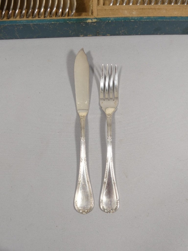 Christofle Rubans Croisés, Service à Poisson Pour 18 Personnes, Métal Argenté-photo-2