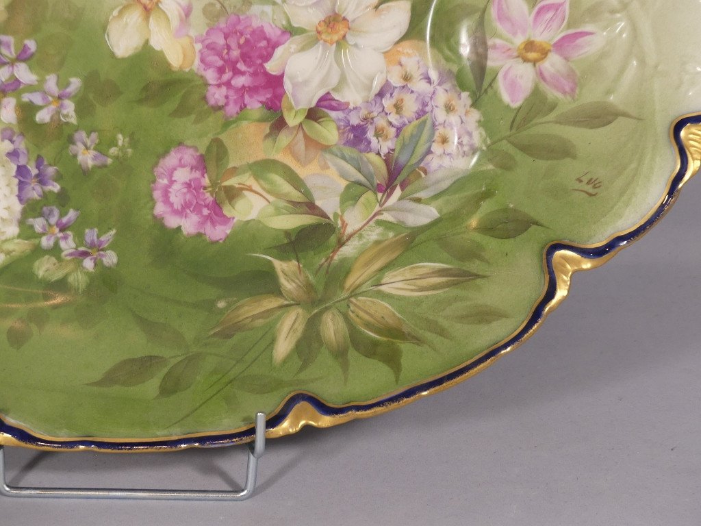 Grand Plat Aux Fleurs En Porcelaine De Limoges, Haviland Guérin, XIX ème-photo-1
