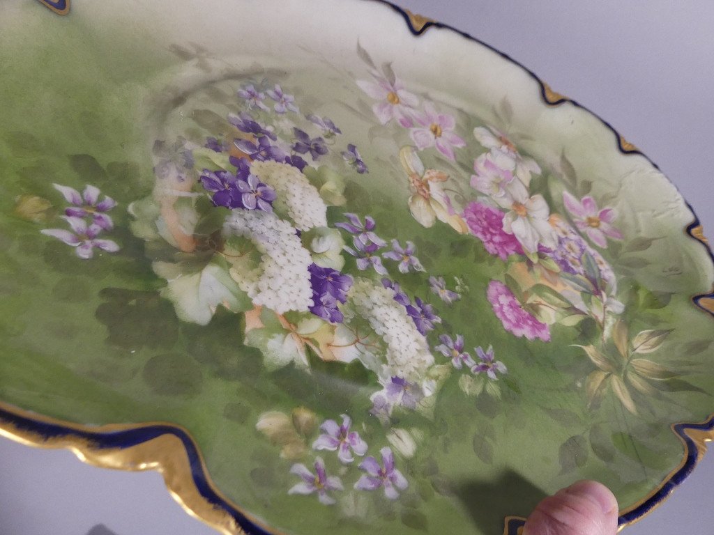 Grand Plat Aux Fleurs En Porcelaine De Limoges, Haviland Guérin, XIX ème-photo-4
