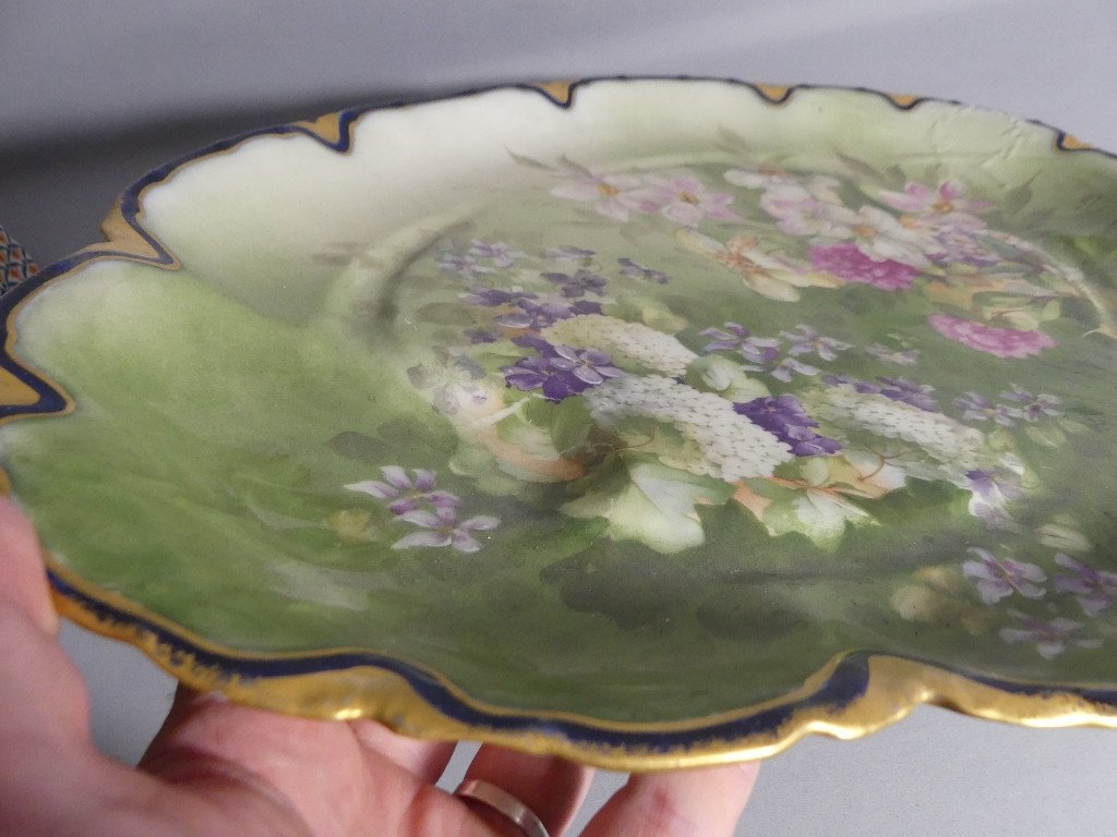 Grand Plat Aux Fleurs En Porcelaine De Limoges, Haviland Guérin, XIX ème-photo-6