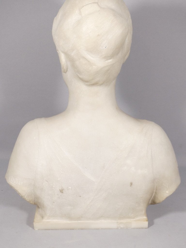 Louis Dubar (1876-1951), Sculpture Bust Of A Woman In White Carrara Marble, Early 20th Century-photo-5