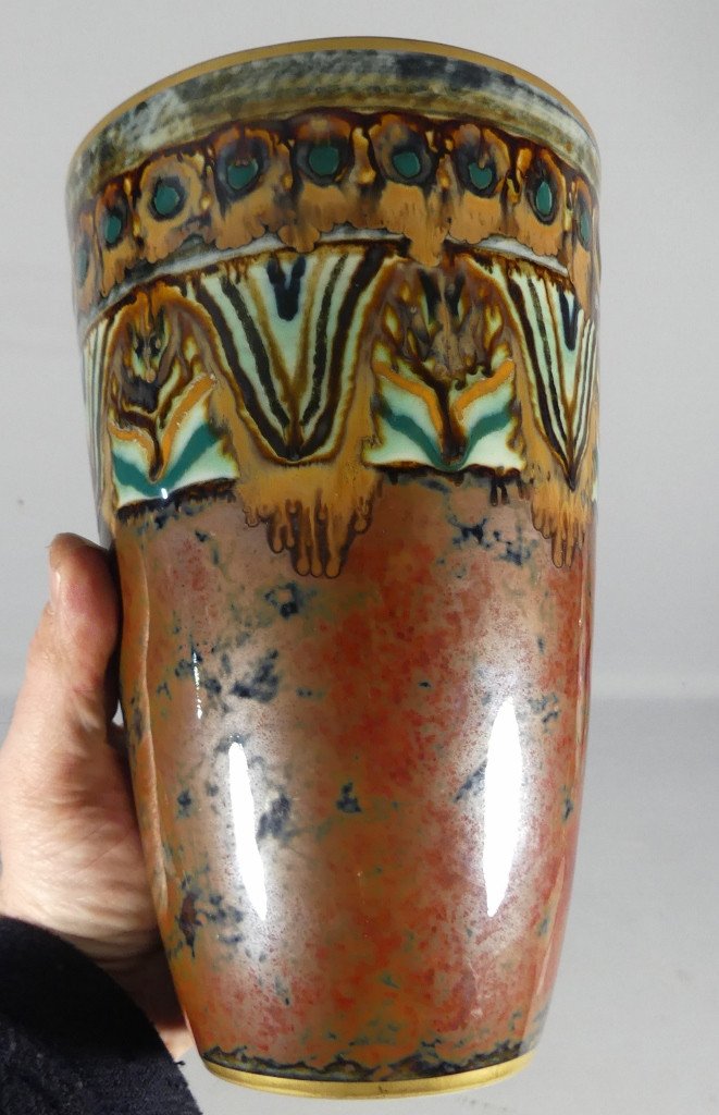 Camille Tharaud Limoges, Grand Feu Enameled Porcelain Vase, Art Deco-photo-4