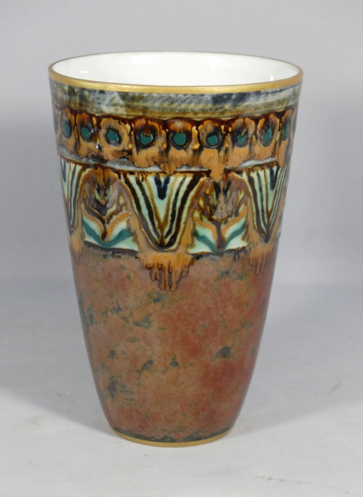 Camille Tharaud Limoges, Grand Feu Enameled Porcelain Vase, Art Deco
