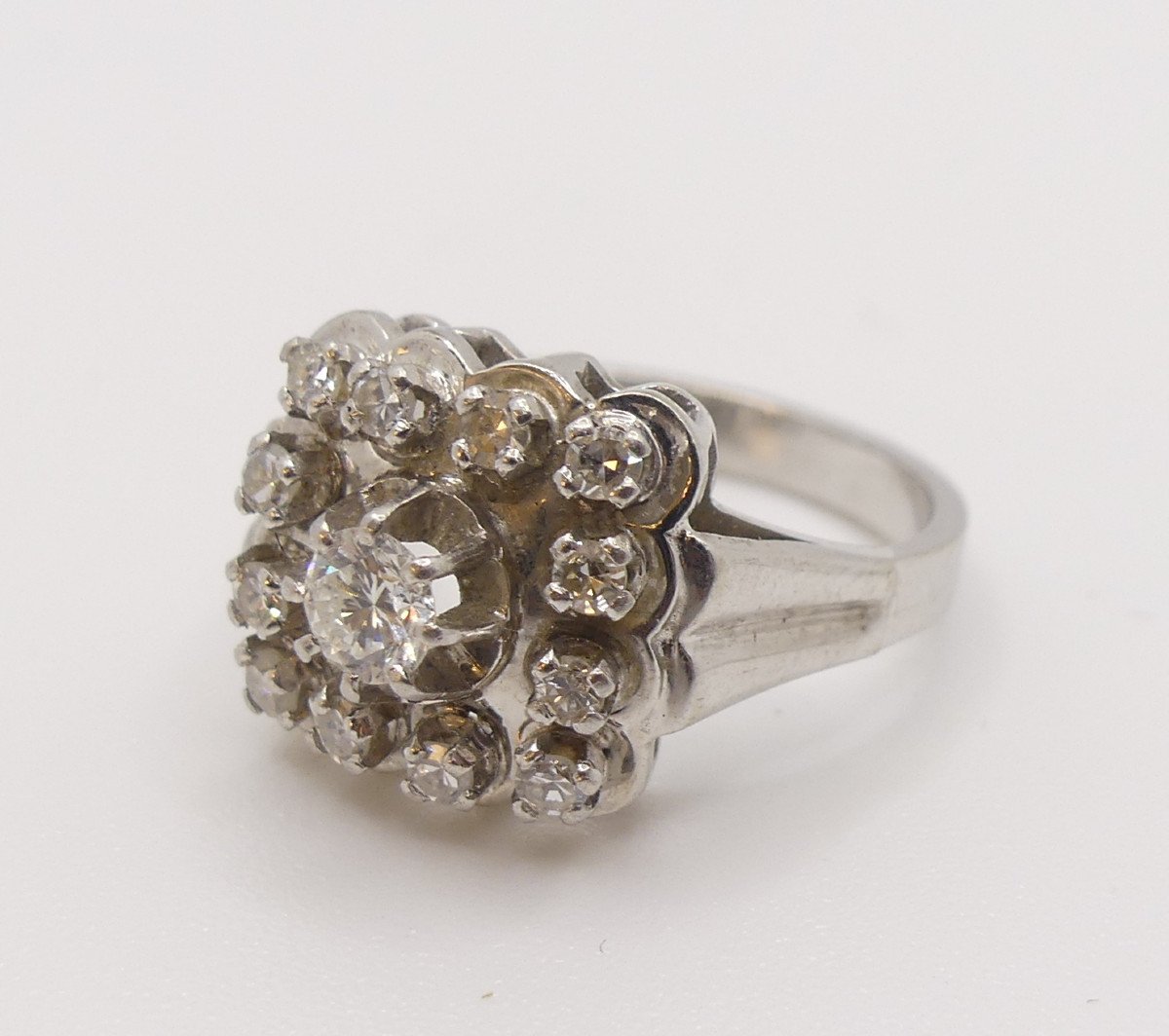 Art Deco Ring In White Gold And Square Paved Diamonds, Circa 1930, Size 51-photo-2