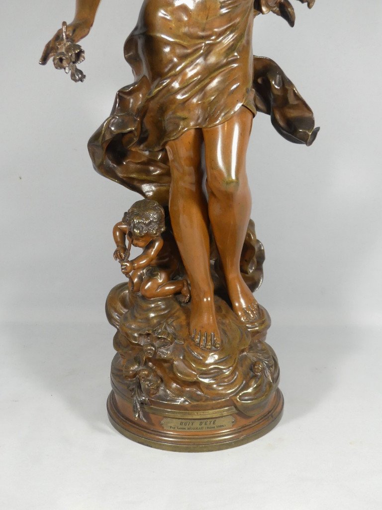 78 Cm! Summer Night Large Rotating Bronze By Louis Auguste Moreau Salon Of 1894 -photo-4