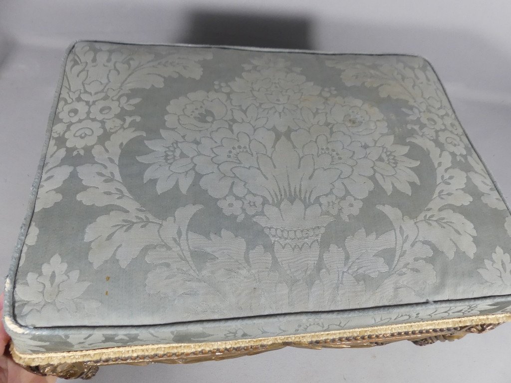 Tabouret De Pied De Style Louis XVI En Bois Sculpt&eacute; Dor&eacute;, &eacute;poque XIX &egrave;me-photo-3