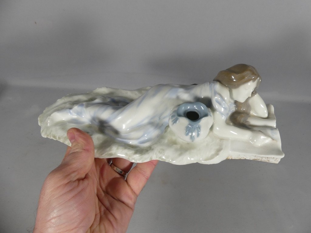 Antonio Faleri, La Liseuse,  Statuette En Porcelaine De Limoges époque Art Nouveau-photo-4