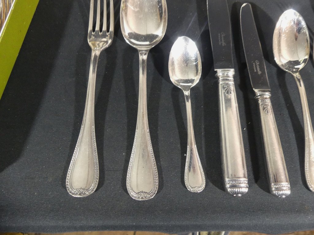 Christofle Malmaison Style Empire, Ménagère Complète Pour 12 Personnes, 126 Pièces-photo-3
